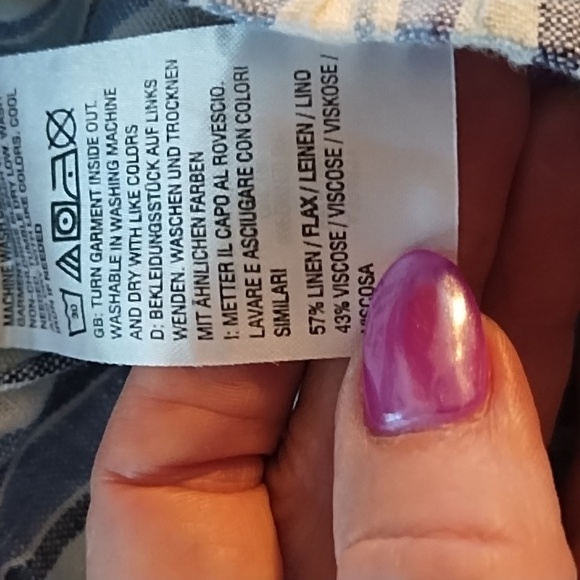 Naturals D&Co Womens Pants Wide Leg Linen Blend Blue Stripe Pull On Pants SZ 1x - Picture 9 of 9